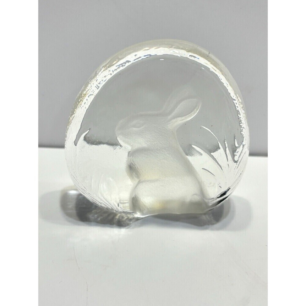 Paperweight Bunny Rabbit Zajecar 24% Lead Crystal Intaglio Frosted Clear